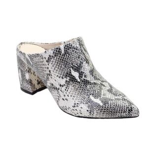 MARC FISHER Womens Black Snake Skin Shoe Mules Shoes 9M